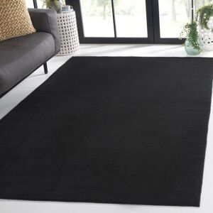 Latitude Run Anraj Solid Colour Power Loom Black Area Rug Black Rectangle 152 x 244cm Latitude Run Anraj Solid Colour Power Loom Black Area Rug Black Rectangle 152 x 244cm