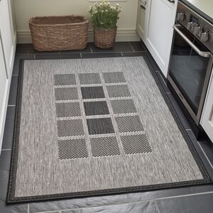 Brambly Cottage Grey Rug Non Slip Flat Weave Border Check Geometric Kitchen Living Room Carpet Grey Rectangle 160 x 225 cm Brambly Cottage Grey Rug Non Slip Flat Weave Border Check Geometric Kitchen Living Room Carpet Grey Rectangle 160 x 225 cm