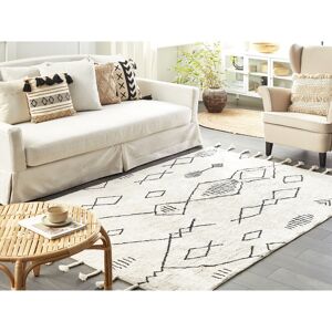 Gracie Oaks Cotton Area Rug 160 X 230 Cm Black And White KEBIR White Rectangle 160 x 230cm Gracie Oaks Cotton Area Rug 160 X 230 Cm Black And White KEBIR White Rectangle 160 x 230cm