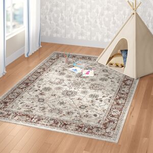 Three Posts Meadow View Tufted Ivory/Red Rug Ivory/Red Rectangle 133 x 195cm Three Posts Meadow View Tufted Ivory/Red Rug Ivory/Red Rectangle 133 x 195cm