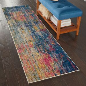 Hashtag Home Ojas Machine Woven Blue/Yellow/Pink Rug Blue/Yellow/Pink/Green Runner 66 x 305cm Hashtag Home Ojas Machine Woven Blue/Yellow/Pink Rug Blue/Yellow/Pink/Green Runner 66 x 305cm