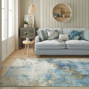 Borough Wharf Schwabe Abstract Ultra soft Stain Guarded Blue/Grey/Gold Area Rug Blue;Gold;Grey Rectangle 120 x 180cm Borough Wharf Schwabe Abstract Ultra soft Stain Guarded Blue/Grey/Gold Area Rug Blue;Gold;Grey Rectangle 120 x 180cm