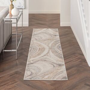 Metro Breux Abstract Brown;Beige Area Rug Cream Grey Runner 66 x 229cm Metro Breux Abstract Brown;Beige Area Rug Cream Grey Runner 66 x 229cm