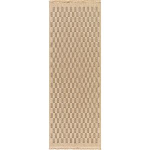 August Grove Cadsden Boho Jute-Look Checkered Light Brown Black Area Rug Black;Tan Runner 80 x 220 cm August Grove Cadsden Boho Jute-Look Checkered Light Brown Black Area Rug Black;Tan Runner 80 x 220 cm