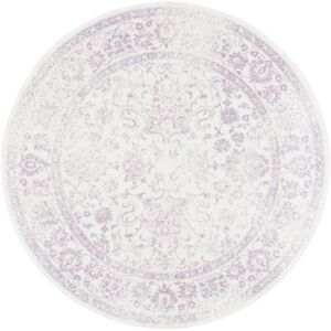 Astoria Grand Adirondack Blossom Haven Rug in Ivory/ Purple Ivory/ Purple Round 183 cm Astoria Grand Adirondack Blossom Haven Rug in Ivory/ Purple Ivory/ Purple Round 183 cm