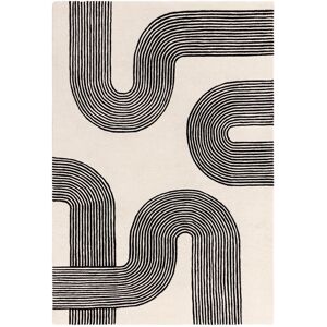 Ivy Bronx Brinlie Wool Hand Woven Cream/Black Area Rug Black;Cream Rectangle 120 x 170cm Ivy Bronx Brinlie Wool Hand Woven Cream/Black Area Rug Black;Cream Rectangle 120 x 170cm