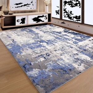 Borough Wharf Martez Abstract Area Rug Navy Rectangle 200 x 290cm Borough Wharf Martez Abstract Area Rug Navy Rectangle 200 x 290cm
