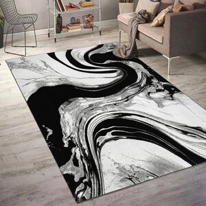 Metro Modern Abstract Area Rug – 100% Polyester, Antistatic, Soil & Water Repellent, Colourfast Living Room Carpet Black Rectangle 240 x 320cm Metro Modern Abstract Area Rug – 100% Polyester, Antistatic, Soil & Water Repellent, Colourfast Living Room Carpet Black Rectangle 240 x 320cm