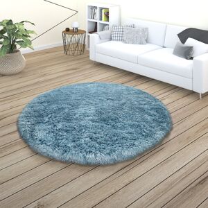 Ebern Designs Acquanetta Soft Fluffy Hand Tufted Turquoise Rug Round 160cm Ebern Designs Acquanetta Soft Fluffy Hand Tufted Turquoise Rug Round 160cm