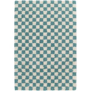 Ebern Designs Machine Woven Rug, Chequered, Teal Blue Teal Blue Rectangle 200 x 290cm Ebern Designs Machine Woven Rug, Chequered, Teal Blue Teal Blue Rectangle 200 x 290cm
