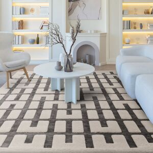 Ebern Designs Liubovi Geometric Ivory / Charcoal Area Rug Beige;Ivory;Cream;Grey Rectangle 120 x 170cm Ebern Designs Liubovi Geometric Ivory / Charcoal Area Rug Beige;Ivory;Cream;Grey Rectangle 120 x 170cm