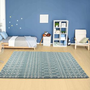 THE RUGS Moroccan Shaggy Collection Rugs Tangier Design in Duck Egg Blue/Ivory Blue/Ivory Rectangle 200 x 290cm THE RUGS Moroccan Shaggy Collection Rugs Tangier Design in Duck Egg Blue/Ivory Blue/Ivory Rectangle 200 x 290cm