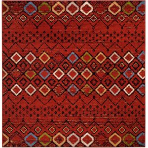Bloomsbury Market Saugus Amos Terracotta Rug Blue;Black;Red;Green Square 201cm Bloomsbury Market Saugus Amos Terracotta Rug Blue;Black;Red;Green Square 201cm