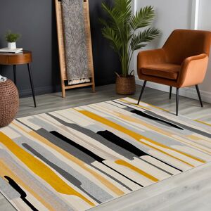 Wade Logan Roloff Dimond Striped Area Rug In Mustard/Grey/Beige Black;Beige;Yellow;Grey Rectangle 119 x 170cm Wade Logan Roloff Dimond Striped Area Rug In Mustard/Grey/Beige Black;Beige;Yellow;Grey Rectangle 119 x 170cm