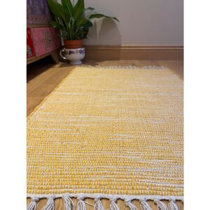 World Menagerie Eilert Hand-Loomed Cotton Mustard Yellow Rug Mustard Yellow Rectangle 90 x 150cm World Menagerie Eilert Hand-Loomed Cotton Mustard Yellow Rug Mustard Yellow Rectangle 90 x 150cm