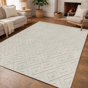 17 Stories Hollow Geometric High-Low Rug. Hollow Square Cream Rectangle 160 x 230 cm 17 Stories Hollow Geometric High-Low Rug. Hollow Square Cream Rectangle 160 x 230 cm
