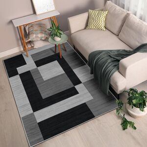 Lark Manor Milo Black & Grey Printed Area Rug - Modern Monochrome Color Area Rug for Contemporary Homes Milo Black & Grey Rectangle 200 x 290 cm Lark Manor Milo Black & Grey Printed Area Rug - Modern Monochrome Color Area Rug for Contemporary Homes Milo Black & Grey Rectangle 200 x 290 cm