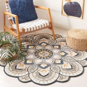 Latitude Vive Novelty Floral Area Rug In Beige / Navy Beige;Navy Round 152 cm Latitude Vive Novelty Floral Area Rug In Beige / Navy Beige;Navy Round 152 cm