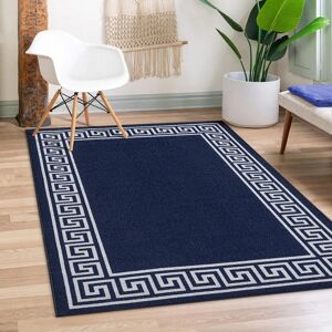 Fairmont Park Greek-Key Navy Non-Slip Polypropylene Area Rug — Washable Door Mat & Hallway Runner For Living Room, Kitchen & Bedroom Navy Rectangle 160 x 230 cm Fairmont Park Greek-Key Navy Non-Slip Polypropylene Area Rug — Washable Door Mat & Hallway Runner For Living Room, Kitchen & Bedroom Navy Rectangle 160 x 230 cm