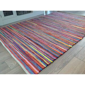 Latitude Vive Seth Rainbow Striped Recycled Cotton Handwoven Flatweave Rug Multicolour Rectangle 150 x 240cm Latitude Vive Seth Rainbow Striped Recycled Cotton Handwoven Flatweave Rug Multicolour Rectangle 150 x 240cm