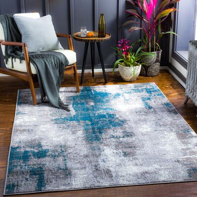 Borough Wharf Modern Abstract Area Rug Grey/Blue Ivory;Denim;InkBlue;MediumGray Rectangle 160 x 220 cm Borough Wharf Modern Abstract Area Rug Grey/Blue Ivory;Denim;InkBlue;MediumGray Rectangle 160 x 220 cm