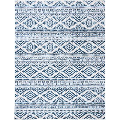 Mistana Thoren Looped/Hooked Ivory/Blue Rug Ivory Rectangle 235 x 305cm Mistana Thoren Looped/Hooked Ivory/Blue Rug Ivory Rectangle 235 x 305cm