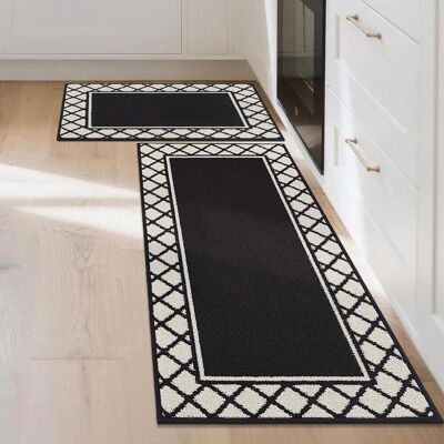 17 Stories Gray Absorbent Kitchen Runner Rug Mats 2 Pieces for Kitchen, Nonslip TPR Backed Carpet Rugs, 50x76cm+50x122cm Black 1cm H X 122cm L X 50cm W 17 Stories Gray Absorbent Kitchen Runner Rug Mats 2 Pieces for Kitchen, Nonslip TPR Backed Carpet Rugs, 50x76cm+50x122cm Black 1cm H X 122cm L X 50cm W