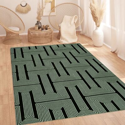 Metro Luna Green Geometric Area Rug & Runner – Modern Non-Slip Carpet For Living Room, Bedroom, Hallway & Lounge Soft Durable Floor Mat Green Rectangle 160 x 230 cm Metro Luna Green Geometric Area Rug & Runner – Modern Non-Slip Carpet For Living Room, Bedroom, Hallway & Lounge Soft Durable Floor Mat Green Rectangle 160 x 230 cm