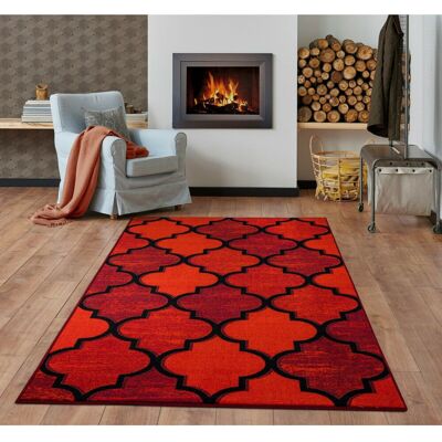 Rosalind Wheeler Aurelian Geometric Flokati Red Area Rug Red Rectangle 160 x 230cm Rosalind Wheeler Aurelian Geometric Flokati Red Area Rug Red Rectangle 160 x 230cm