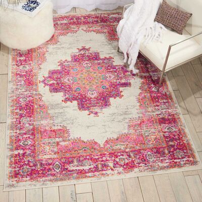Borough Wharf Fuschia Rug, Stain Resistant Floral Rug, Luxurious Traditional Persian Rug For Bedroom & Diningroom Pink Rectangle 114 x 175 cm Borough Wharf Fuschia Rug, Stain Resistant Floral Rug, Luxurious Traditional Persian Rug For Bedroom & Diningroom Pink Rectangle 114 x 175 cm