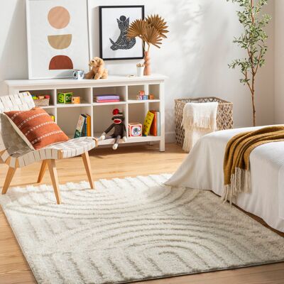 Latitude Run Boho Shaggy Area Rug White Beige;White Rectangle 160 x 213cm Latitude Run Boho Shaggy Area Rug White Beige;White Rectangle 160 x 213cm