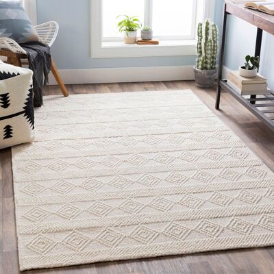 Livabliss Hygge Textured Wool Hand Woven Area Rug White Rectangle 183 x 274 cm Livabliss Hygge Textured Wool Hand Woven Area Rug White Rectangle 183 x 274 cm