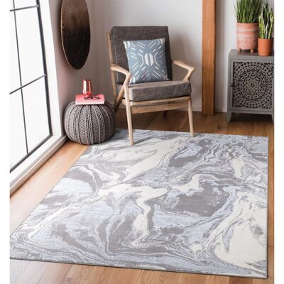 Metro Menezes Thick Soft Machine Woven Grey/White Rug Grey/White 120cm W X 170cm L Metro Menezes Thick Soft Machine Woven Grey/White Rug Grey/White 120cm W X 170cm L