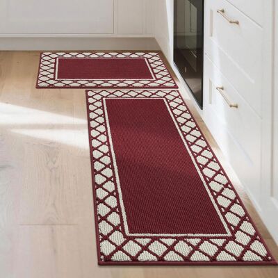 17 Stories Gray Absorbent Kitchen Runner Rug Mats 2 Pieces for Kitchen, Nonslip TPR Backed Carpet Rugs, 50x76cm+50x122cm Red 1cm H X 122cm L X 50cm W 17 Stories Gray Absorbent Kitchen Runner Rug Mats 2 Pieces for Kitchen, Nonslip TPR Backed Carpet Rugs, 50x76cm+50x122cm Red 1cm H X 122cm L X 50cm W