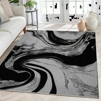 East Urban Home Modern Abstract Rug For Bedroom Area Rugs For Living Room Large Stain Resistant Carpet For Dining Room Hallway Runner Kitchen Carpet Floor Mat Black;Grey Rectangle 80 x 150 cm East Urban Home Modern Abstract Rug For Bedroom Area Rugs For Living Room Large Stain Resistant Carpet For Dining Room Hallway Runner Kitchen Carpet Floor Mat Black;Grey Rectangle 80 x 150 cm