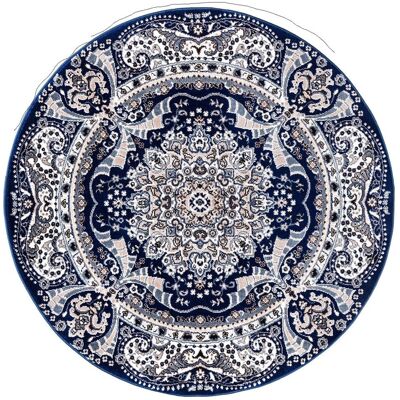 Latitude Vive Lombox Flatweave Blue Rug Blue Round 120cm Latitude Vive Lombox Flatweave Blue Rug Blue Round 120cm
