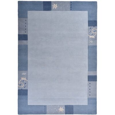 THEKO Royal Ganges Wool Carpet - Blue, 90cm x 160cm, 13mm - Living Room & Bedroom THEKO Royal Ganges Wool Carpet - Blue, 90cm x 160cm, 13mm - Living Room & Bedroom
