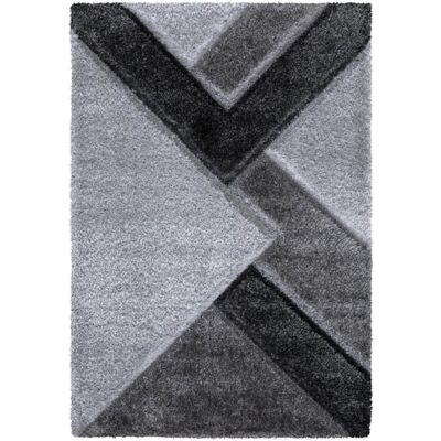 Metro Woodway Shaggy Grey/Black Rug Silver;Grey Rectangle 160 x 230cm Metro Woodway Shaggy Grey/Black Rug Silver;Grey Rectangle 160 x 230cm