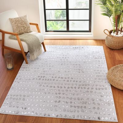 17 Stories Beige/Off-White Rug Beige;Silver;Cream Rectangle 200 x 275cm 17 Stories Beige/Off-White Rug Beige;Silver;Cream Rectangle 200 x 275cm