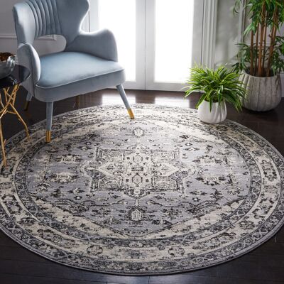 Langley Street Brentwood Area Rug in Grey / Black Grey / Black Round 201 cm Langley Street Brentwood Area Rug in Grey / Black Grey / Black Round 201 cm