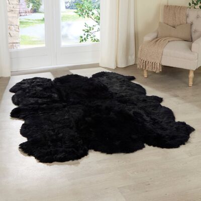 Canora Grey Olsson Handmade Sheepskin Black Rug Black Novelty 140 x 240cm Canora Grey Olsson Handmade Sheepskin Black Rug Black Novelty 140 x 240cm