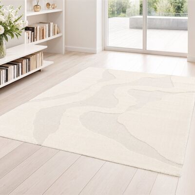 Ivy Bronx Machine Woven Rug, Polypropylene Plastic; polyester ,Abstract Pattern Cream Rectangle 120 x 170 cm Ivy Bronx Machine Woven Rug, Polypropylene Plastic; polyester ,Abstract Pattern Cream Rectangle 120 x 170 cm