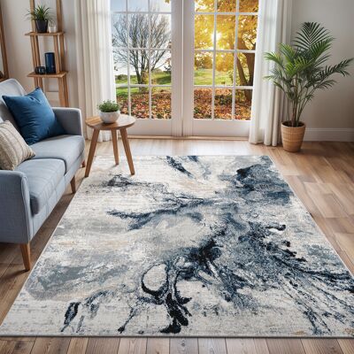 Mercury Dittmer Blue/Ivory Rug Blue;Black;Beige;Gold;Ivory;Grey;Cream Rectangle 200 x 275cm Mercury Dittmer Blue/Ivory Rug Blue;Black;Beige;Gold;Ivory;Grey;Cream Rectangle 200 x 275cm