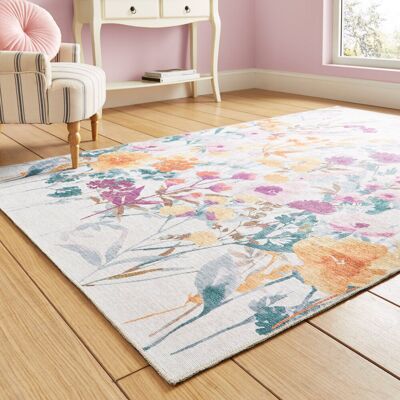 Catherine Lansfield Floral Area Rug Yellow Rectangle 122 x 170 cm Catherine Lansfield Floral Area Rug Yellow Rectangle 122 x 170 cm