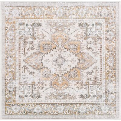 Latitude Vive Carrew Machine Washable Non-Slip Area Rug in Beige & Gold Beige;Gold Square 213cm Latitude Vive Carrew Machine Washable Non-Slip Area Rug in Beige & Gold Beige;Gold Square 213cm