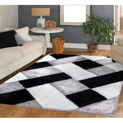 Ivy Bronx Modern Rug Thick Living Room Mats Carpet Hallway Bedroom Floor Mat Black White Black;Black White Rectangle 160 x 230cm Ivy Bronx Modern Rug Thick Living Room Mats Carpet Hallway Bedroom Floor Mat Black White Black;Black White Rectangle 160 x 230cm