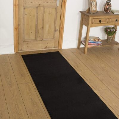 17 Stories Adderley Solid Colour Indoor Area Rug Black Runner 300cm x 120cm 17 Stories Adderley Solid Colour Indoor Area Rug Black Runner 300cm x 120cm