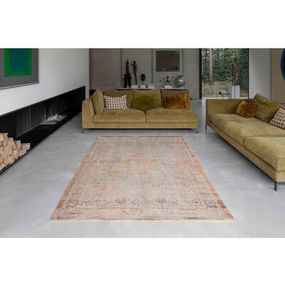 Louis De Poortere Salmon Medallion Rug - Vintage Floral Pattern Louis De Poortere Salmon Medallion Rug - Vintage Floral Pattern
