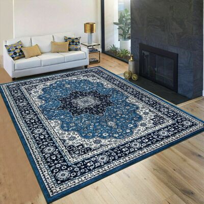 Rosalind Wheeler New Luxury Large Traditional Rugs For Bedroom Living Room Carpet Hallway Runner Blue Rectangle 80 x 300 cm Rosalind Wheeler New Luxury Large Traditional Rugs For Bedroom Living Room Carpet Hallway Runner Blue Rectangle 80 x 300 cm