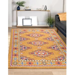 Gracie Oaks Cheatum High Quality Treditional Luxury Machine Woven Mustard/Navy/Red Indoor/Outdoor Rug navy/red/white/yellow 230.0 H x 160.0 W x 2.0 D cm